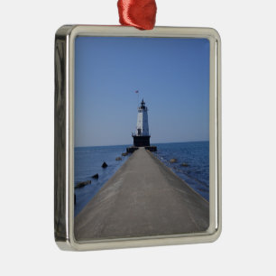 North Pierhead Lighthouse, Ludington, MI Metal Tree Decoration