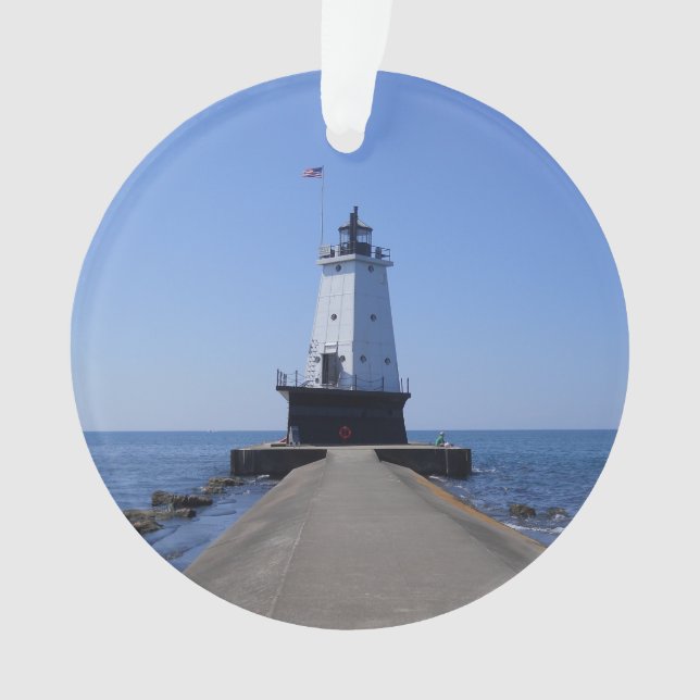 North Pierhead Lighthouse, Ludington, MI Ornament (Front)