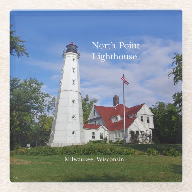 North Point Lighthouse glass coaster (Front)