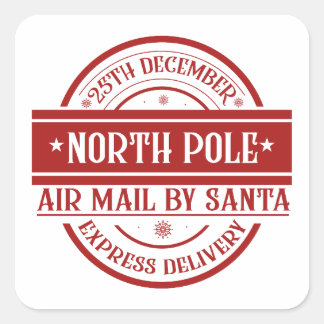 North pole air mail by Santa Square Sticker