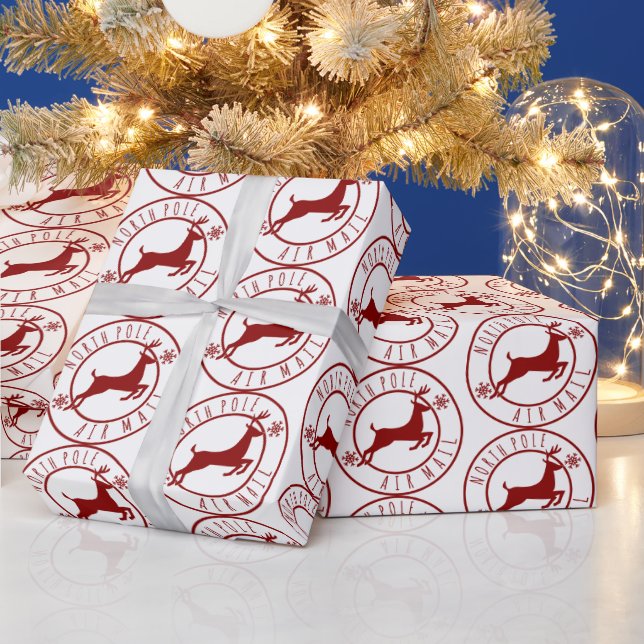 North pole air mail reindeer wrapping paper (Holidays)