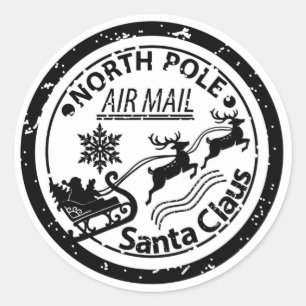 North Pole Air Mail Sticker