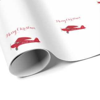 North Pole Airplane Christmas Wrapping Paper