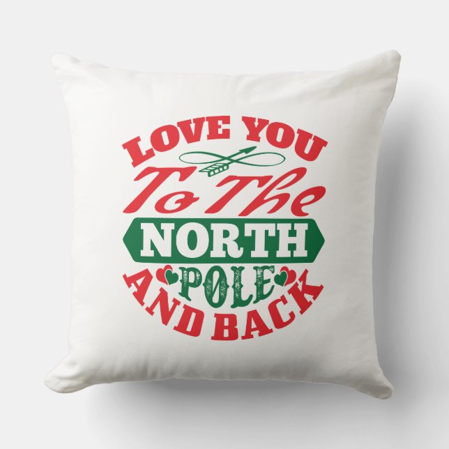North Pole And Back Typography White Cushion (Front)