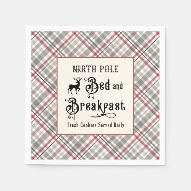 North Pole Bed and Breakfast Farmhouse Christmas Napkin (Front)