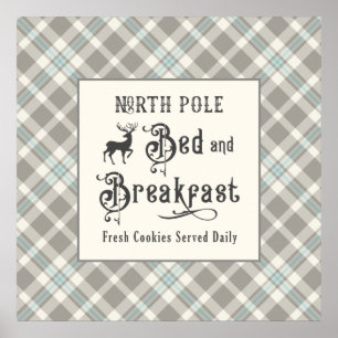 North Pole Bed and Breakfast Farmhouse Christmas Poster