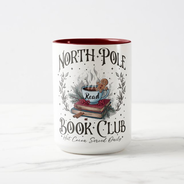  North Pole Book Club Christmas  Two-Tone Coffee Mug (Center)