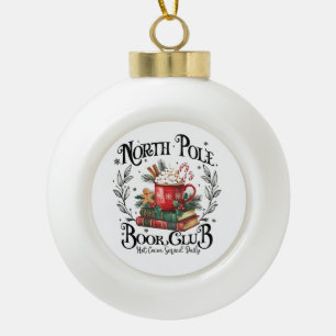 North Pole Book Club Hot Cocoa Christmas Ceramic Ball Christmas Ornament