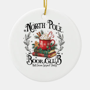 North Pole Book Club Hot Cocoa Christmas Ceramic Tree Decoration