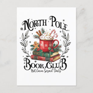 North Pole Book Club Hot Cocoa Christmas Invitation Postcard