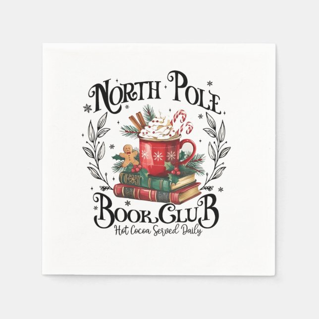 North Pole Book Club Hot Cocoa Christmas  Napkin (Front)