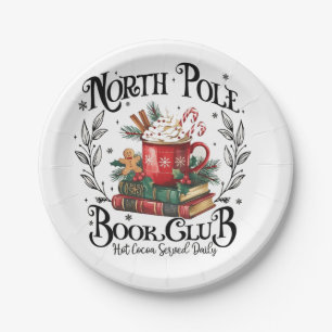 North Pole Book Club Hot Cocoa Christmas  Paper Plate
