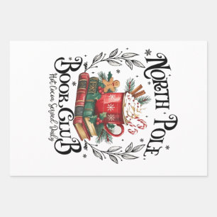 North Pole Book Club Hot Cocoa Christmas Wrapping Paper Sheet