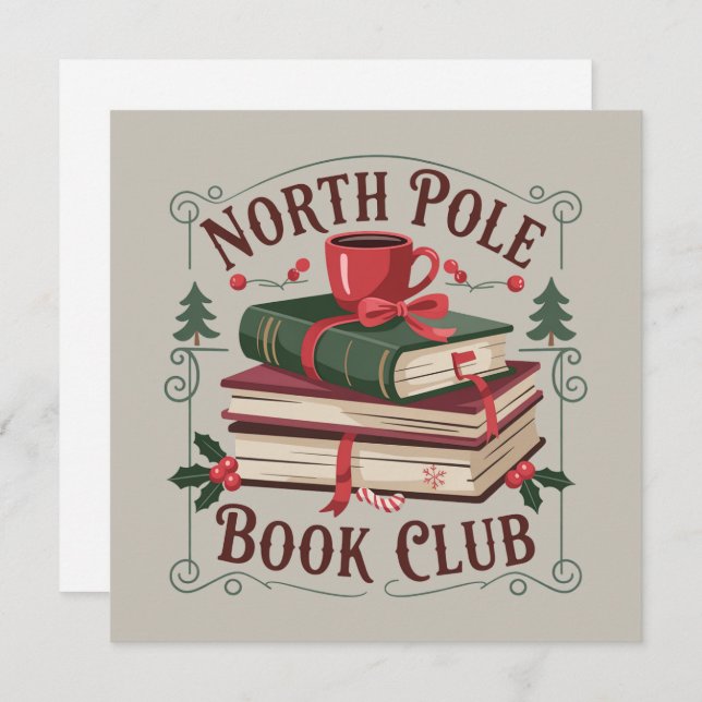 North Pole Book Club Librarian Bookish Reading  Holiday Card (Front/Back)