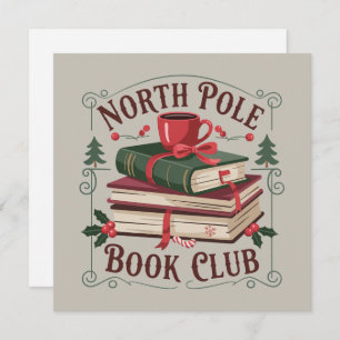 North Pole Book Club Librarian Bookish Reading  Holiday Card