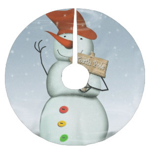 North Pole Bound Snowman Brushed Polyester Tree Skirt