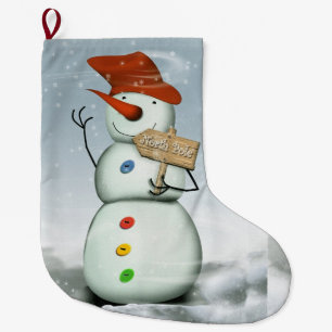 North Pole Bound Snowman Large Christmas Stocking