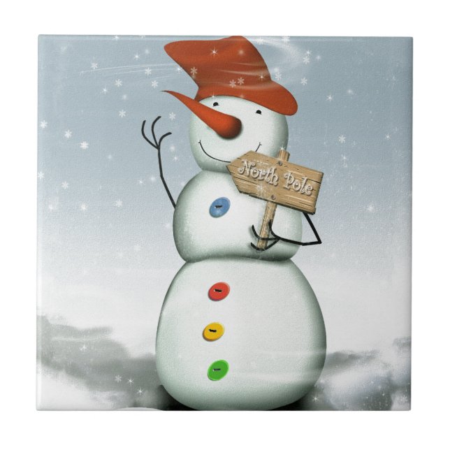North Pole Bound Snowman Tile (Front)