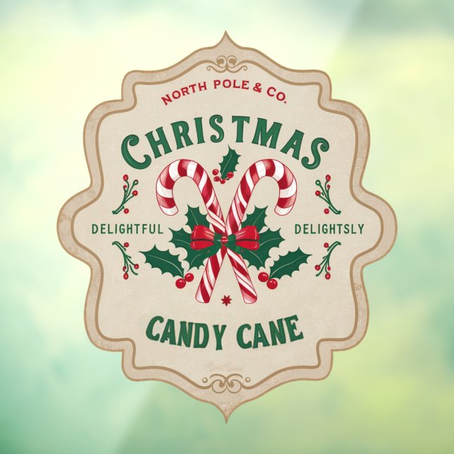 North Pole Candy Cane vintage Window Cling (Sheet 3)