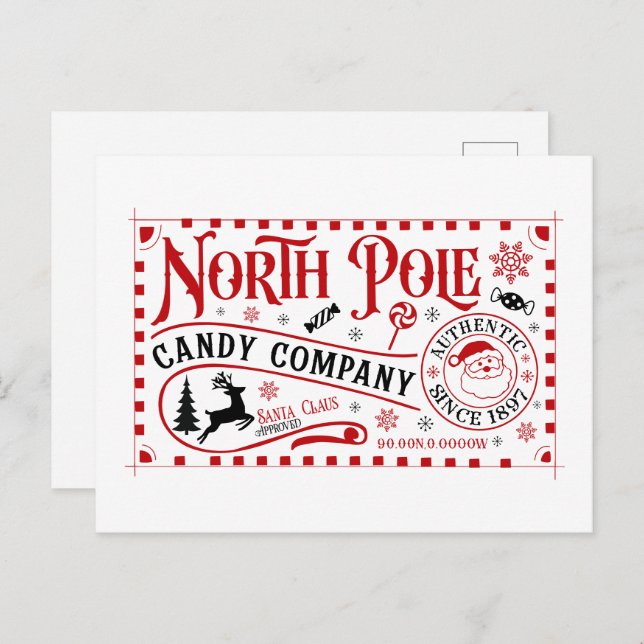 North Pole candy company Holiday Postcard (Front/Back)