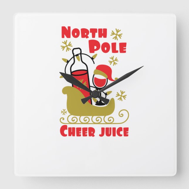 North Pole Cheer juice Square Wall Clock (Front)