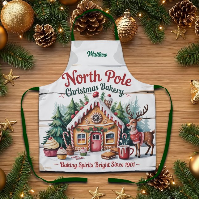 North Pole Christmas Bakery Add Name Apron (Creator Uploaded)