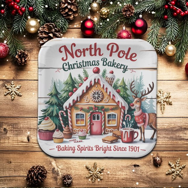 North Pole Christmas Bakery Paper Plate (Creator Uploaded)
