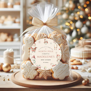 North Pole Christmas Express Delivery Baby Shower Classic Round Sticker