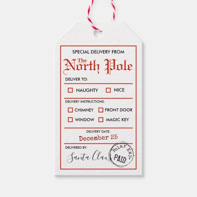 North Pole Christmas Gift Tag (Front)