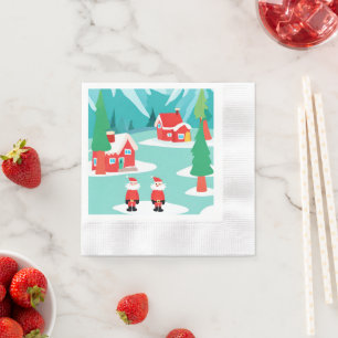North Pole Christmas Holiday Party Paper Napkin