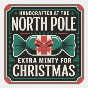 North Pole Christmas peppermint Square Sticker