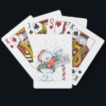 North Pole Christmas Snowman Playing Cards<br><div class="desc">North Pole Christmas Snowman
Personalise a set of the world’s most well-known and respected playing cards. Made with patented casino quality paper and a colour printing process that is second to none,  these cards are the mark of premium quality Bicycle has represented since 1885.</div>
