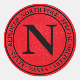 North Pole Christmas Special Delivery Red & Black Classic Round Sticker