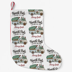 North Pole Christmas Tree Farm Always Fresh Truck Small Christmas Stocking