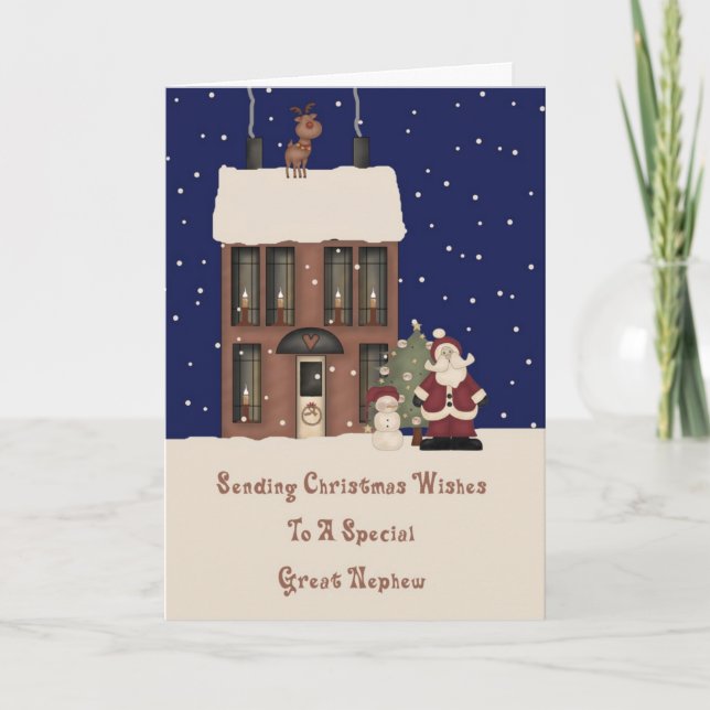 North Pole Christmas Wishes Great Nephew Holiday Card (Front)