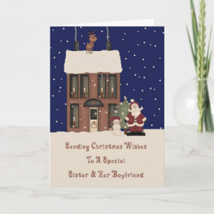 North Pole Christmas Wishes Sister & Boyfriend Holiday Card