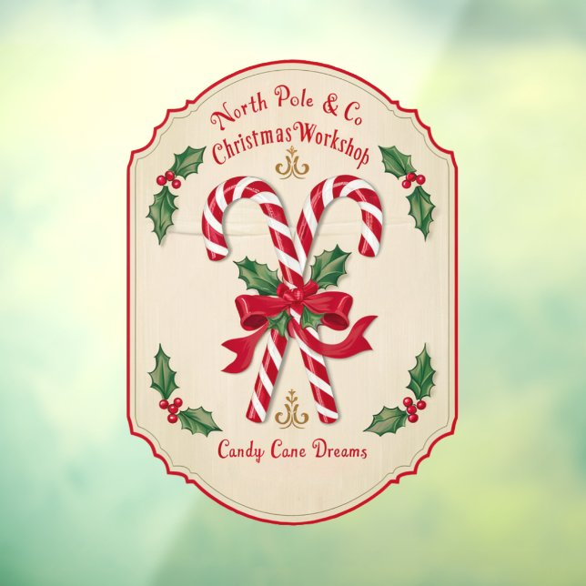 North Pole Christmas workshop candy cane dreams Window Cling (Sheet 3)