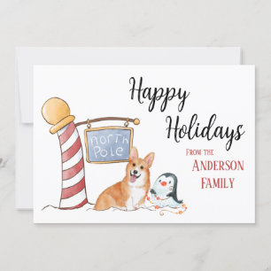 North Pole Corgi Festive Christmas Holiday Card