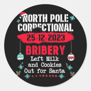 North pole correctional christmas pyjamas fun  classic round sticker