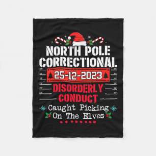 North Pole Correctional Disorderly Conduct Caught Fleece Blanket