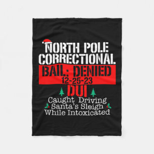 North Pole Correctional Driving Santa Sleigh Match Fleece Blanket