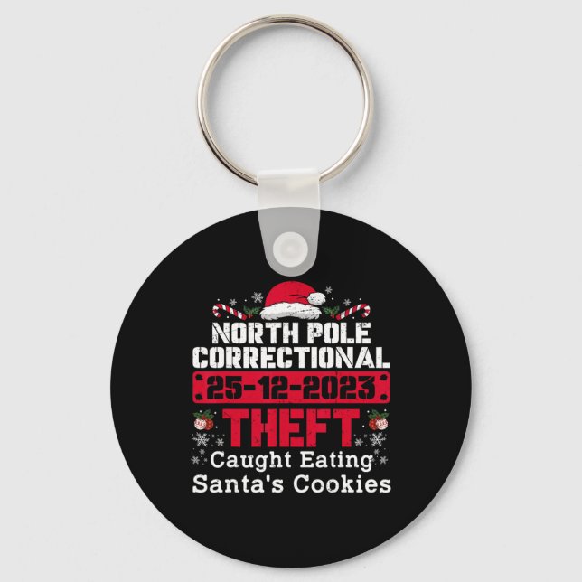 North Pole Correctional Theft Caught Eating Santa' Key Ring (Front)