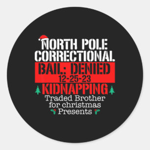 North Pole Correctional Traded Brother Xmas Matchi Classic Round Sticker