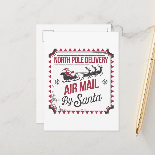 North Pole Delivery add message Holiday Postcard (Front/Back In Situ)