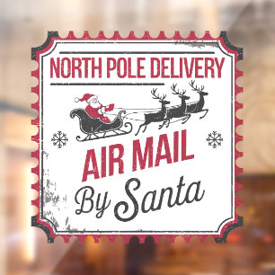 North Pole delivery air mail vintage Window Cling