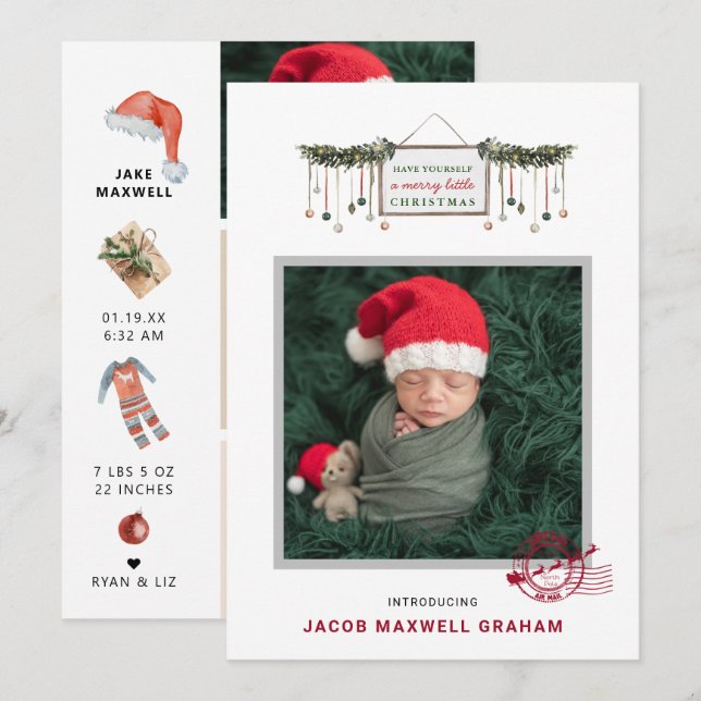 North Pole Delivery | Christmas Birth Announcement (Front/Back)