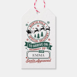 North Pole Delivery Custom Santa Sleigh Christmas Gift Tags