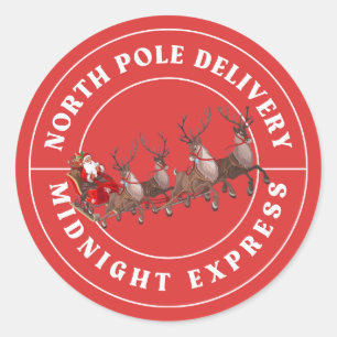 North Pole Delivery Express Stickers with Reindeer