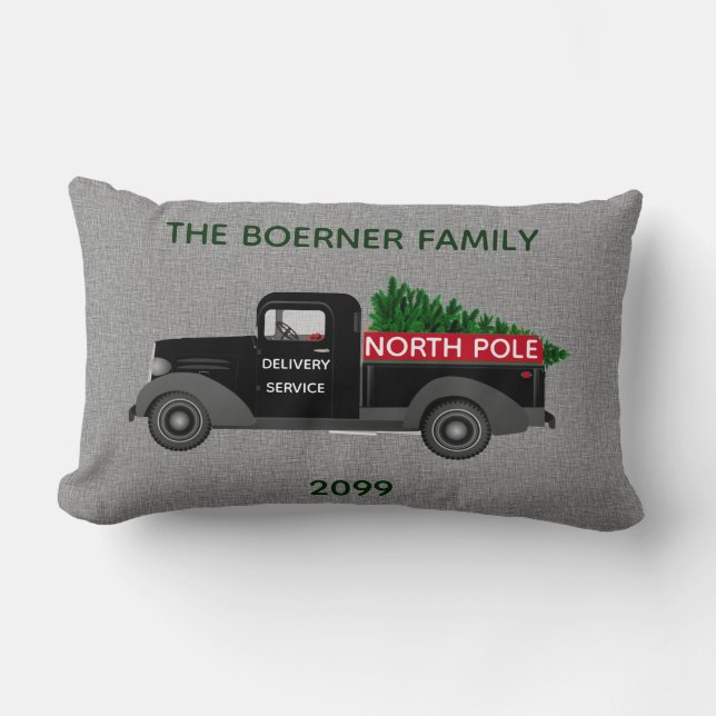North Pole Delivery Truck Lumbar Square Throw Lumbar Cushion (Front)