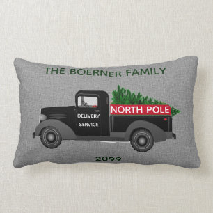 North Pole Delivery Truck Lumbar Square Throw Lumbar Cushion